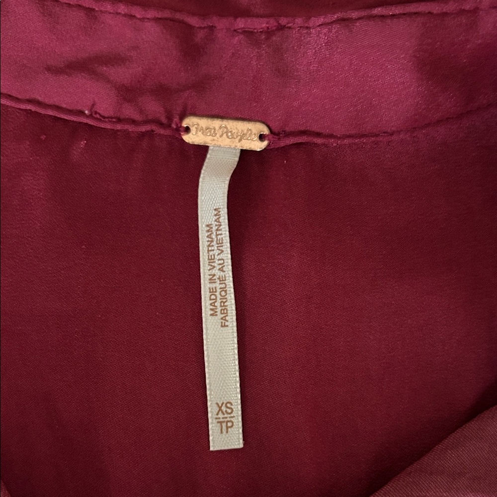 Free People Lala Blouse in Off Beat Burgundy - Women’s XS - Picture 2 of 4